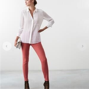Reiss Arla Seam Detail Skinny Trousers Ankle Zips Coral Pink Size 6